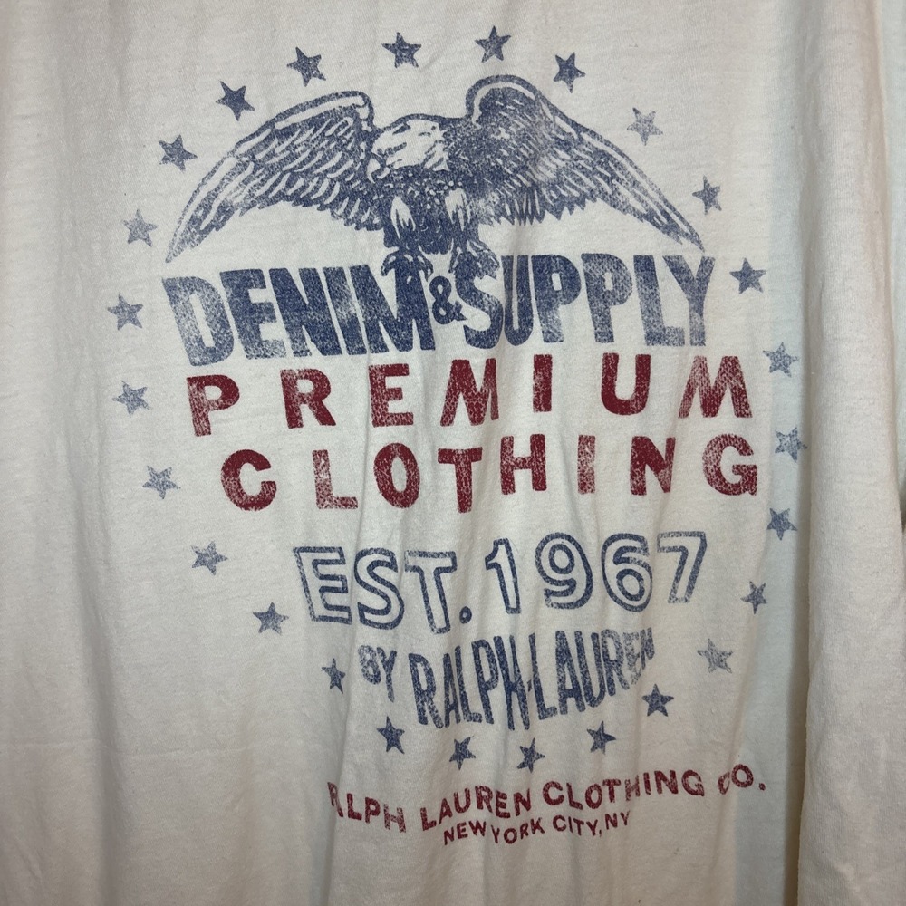 Ralph Lauren Men's T-Shirt Size L 100%‎ cotton White Graphic Print Crewneck - Picture 10 of 16